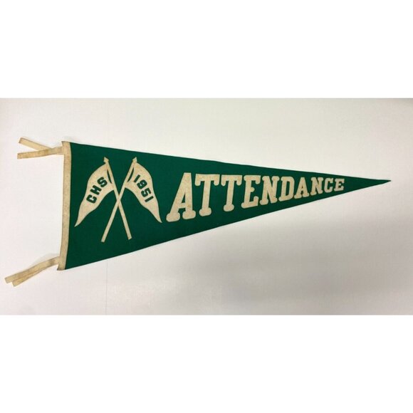 VTG 1951 Catholic High School Baton Rouge, Louisiana - "ATTENDANCE" Felt Pennant - Picture 1 of 8